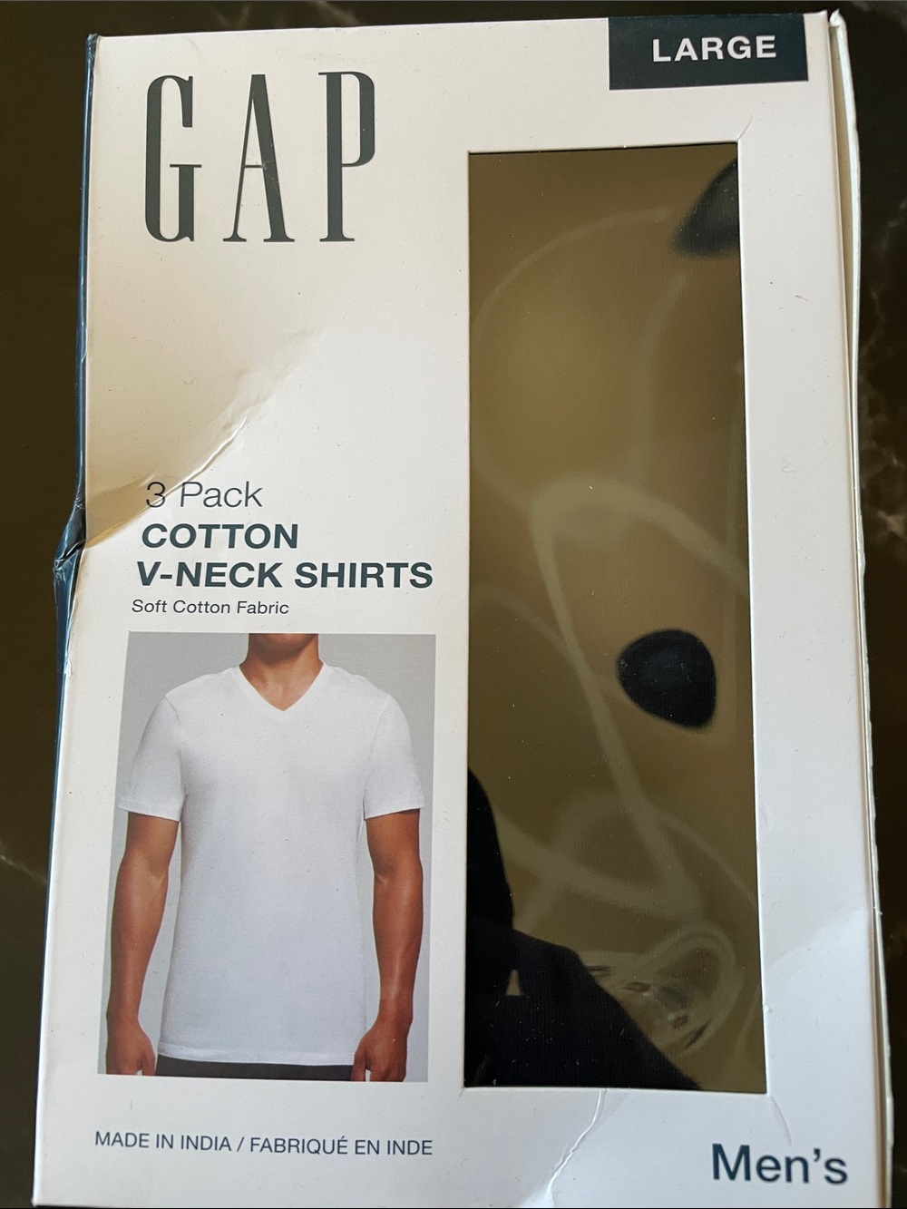 GAP Men’s Black Cotton V-Neck T-Shirt Pack